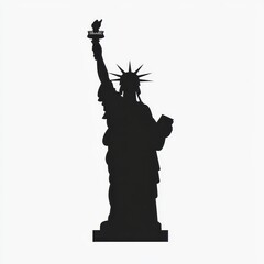 Silhouette of Liberty Statue on White Background