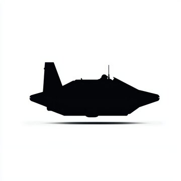 recommend clip art: Silhouette of Military Hovercraft Isolated on White Background