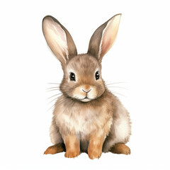 Obraz premium Charming Watercolor Rabbit Illustration - Cute Bunny Art for Kids' Room Decor, Easter Cards, and Nursery Prints