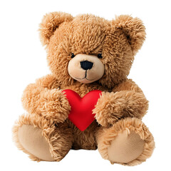 Cute Teddy Bear with Heart on Transparent Background