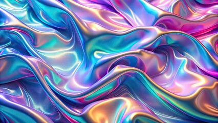Obraz premium Vaporwave holographic background with chrome gradient pattern