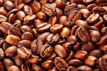 Naklejka premium Roasted coffee beans close-up