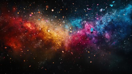 Fototapeta premium A vibrant and colorful nebula swirls with stars and dust in the dark depths of space.