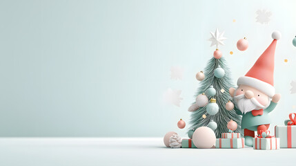 Charming gnomes celebrate the holidays by decorating a tiny christmas tree in soft pastel hues for a magical festive atmosphere