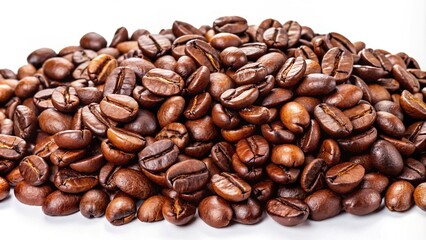 Roasted coffee beans isolated on a white background silhouette