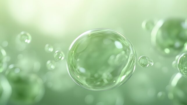 A green bubble with a green background. The bubbles are small and scattered around the bubble