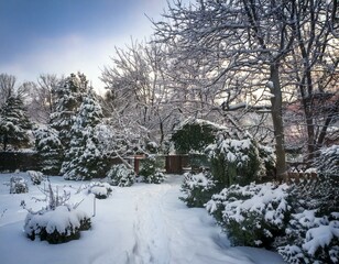 Naklejka premium 눈 속의 조용한 정원