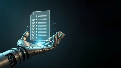 robotic hand unloading tentative, technology advancement futuristic concept