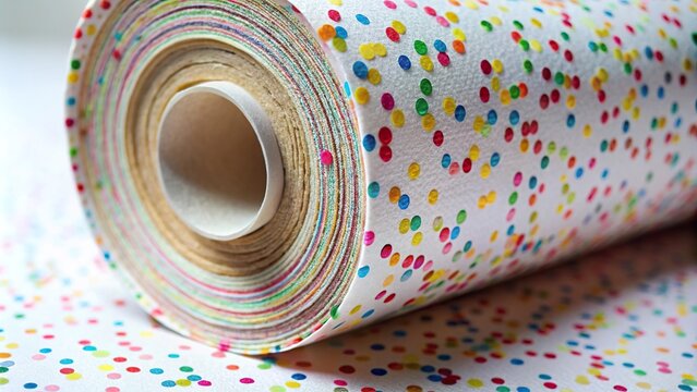 Roll of paper with sprinkle pattern design