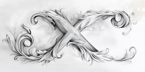 Fototapeta premium Pencil drawing of ornate, abstract design.