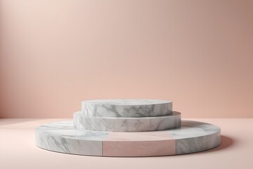 Background podium product display 3D, stand platform marble stone. product podium background and stage cosmetic pastel background shadow pedestal mockup. minimal studio scene.