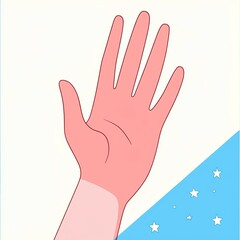 Obraz premium This illustration features a single raised hand, symbolizing voter participation. The pastel colors and flat design create a modern aesthetic focused on civic engagement