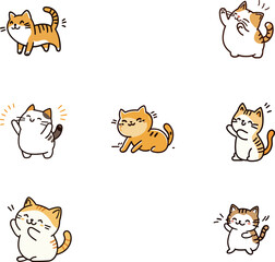 Playful cats in various poses
