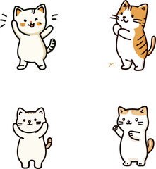 Fototapeta premium Cute cartoon cats in playful poses