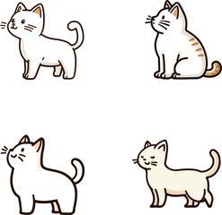 Minimalistic standing and sitting cats