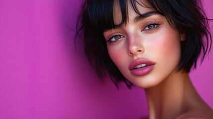 Naklejka premium Portrait of a woman with short dark hair