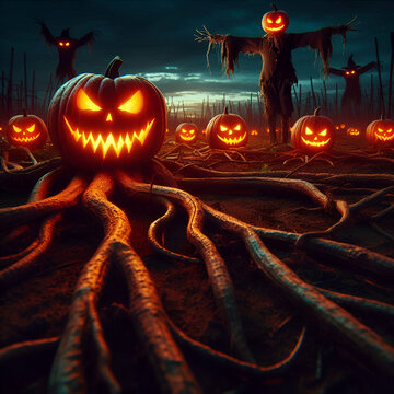 halloween background with pumpkins