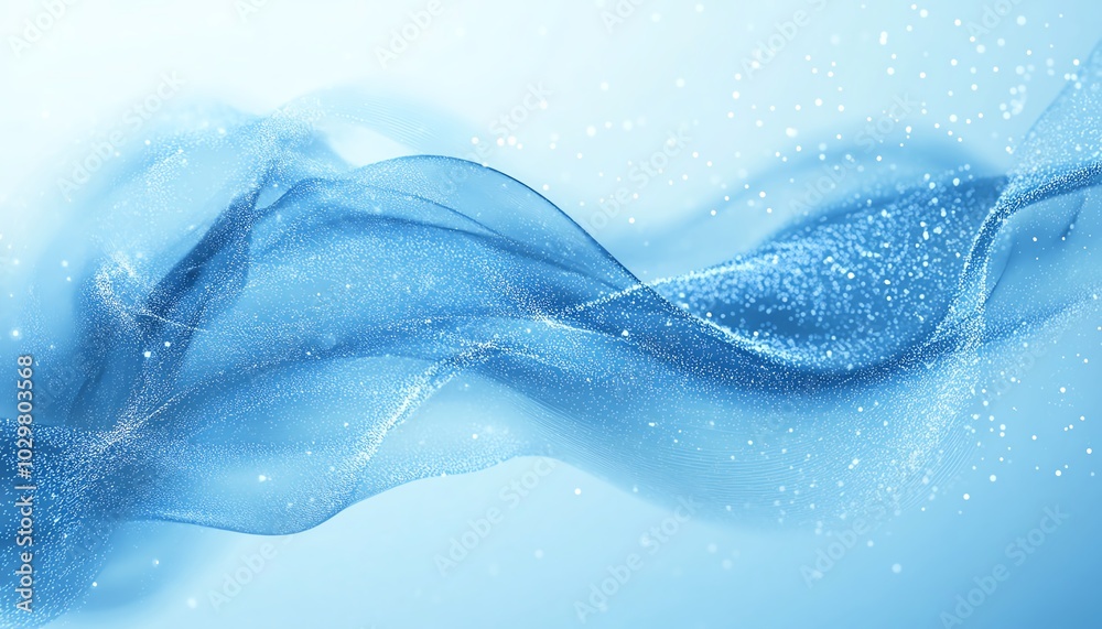 Poster a visually striking abstract blue banner for technology branding, incorporating digital elements and
