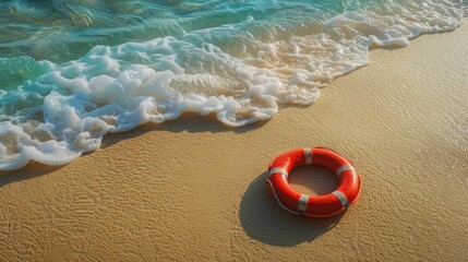 Obraz premium Lifebuoy on the beach