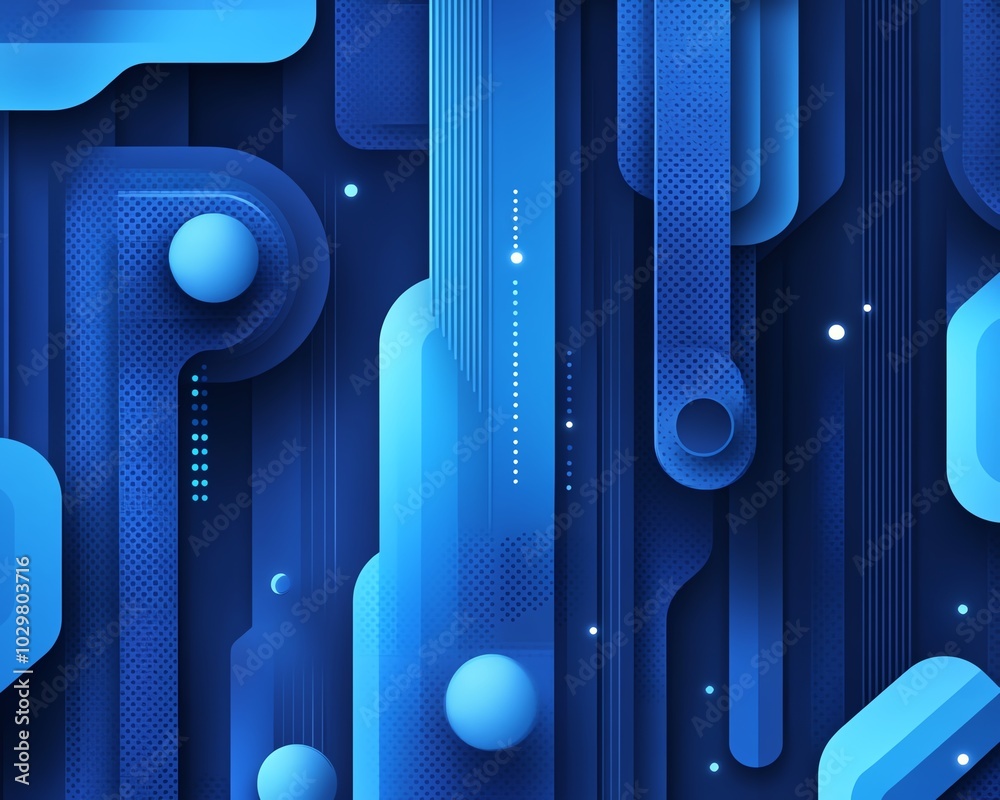 Poster Abstract blue banner design for a technology website, featuring dynamic shapes and gradients to convey innovation and modernity