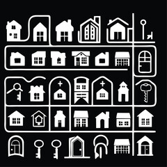 Set Icons about Home and Real Estate Vector illustration logo concept design