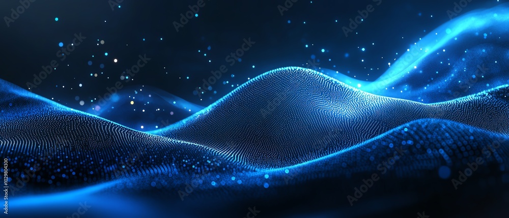 Poster blue abstract lines guiding the viewers eye against a sleek tech backdrop, representing the future o