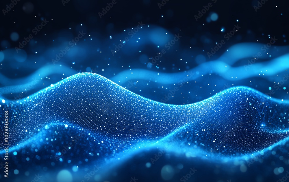 Poster Blue abstract lines set against a hightech background, illustrating clear direction and purpose in a digital landscape