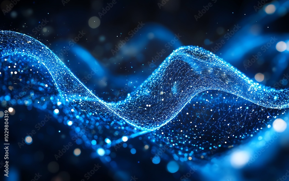 Poster Blue abstract lines set against a hightech background, illustrating clear direction and purpose in a digital landscape