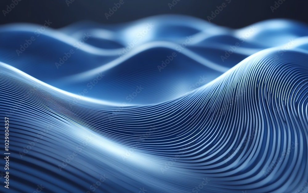 Poster Blue abstract lines set against a hightech background, illustrating clear direction and purpose in a digital landscape