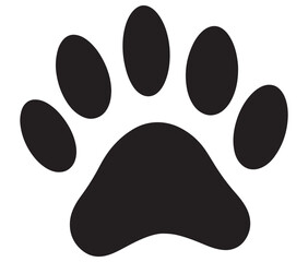 Dog paw icon print vector silhouette. Tiger footprint icon