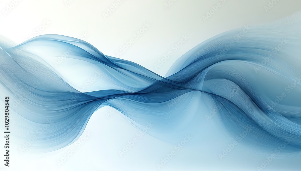 Poster contemporary tech background with flowing blue abstract lines that define direction and create a sen