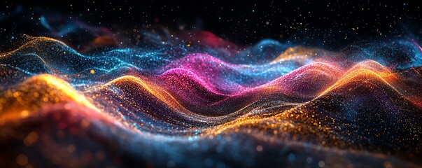 Energetic portrayal of an information highway featuring flowing streams of colorful light, representing seamless connectivity and data movement