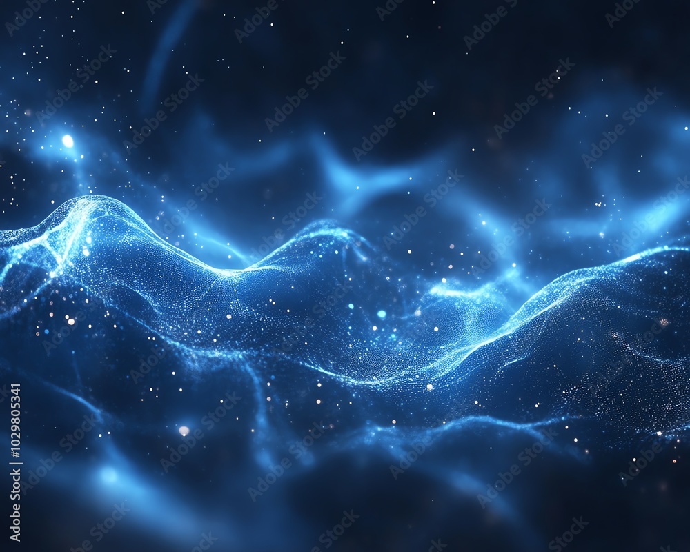 Aufkleber Eyecatching abstract blue banner for a technologyfocused website, utilizing abstract shapes and light effects for a dynamic visual impact