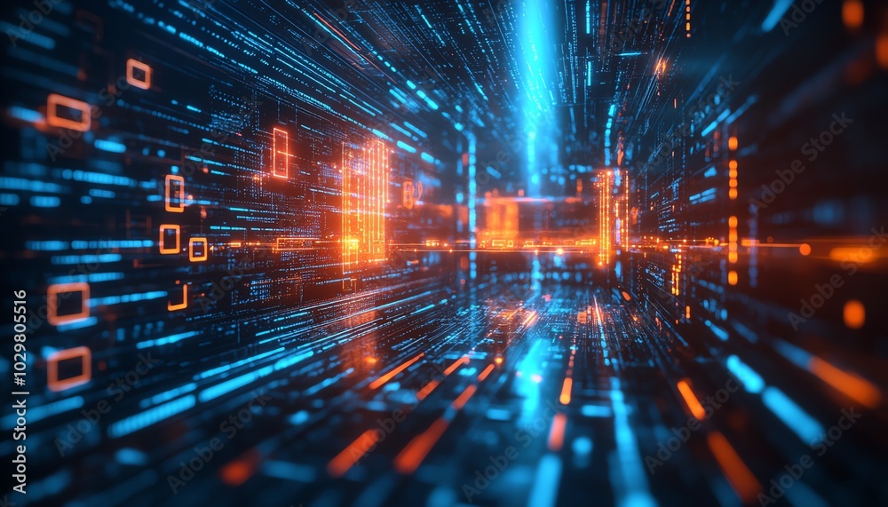 Aufkleber Hightech stock image illustrating the evolution of cyber technology, featuring abstract designs and modern digital elements