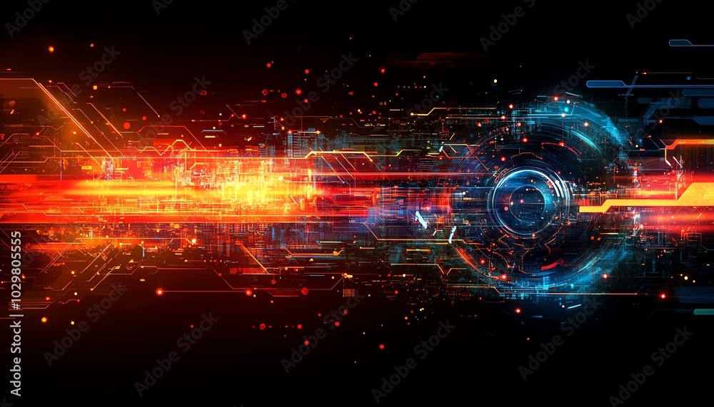 Aufkleber Hightech stock image illustrating the evolution of cyber technology, featuring abstract designs and modern digital elements