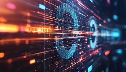 Fototapeta premium Hightech stock image illustrating the evolution of cyber technology, featuring abstract designs and modern digital elements