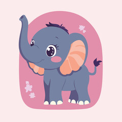 Cute baby elephant illustration