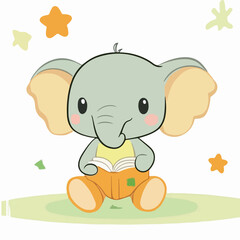 Cute baby elephant illustration