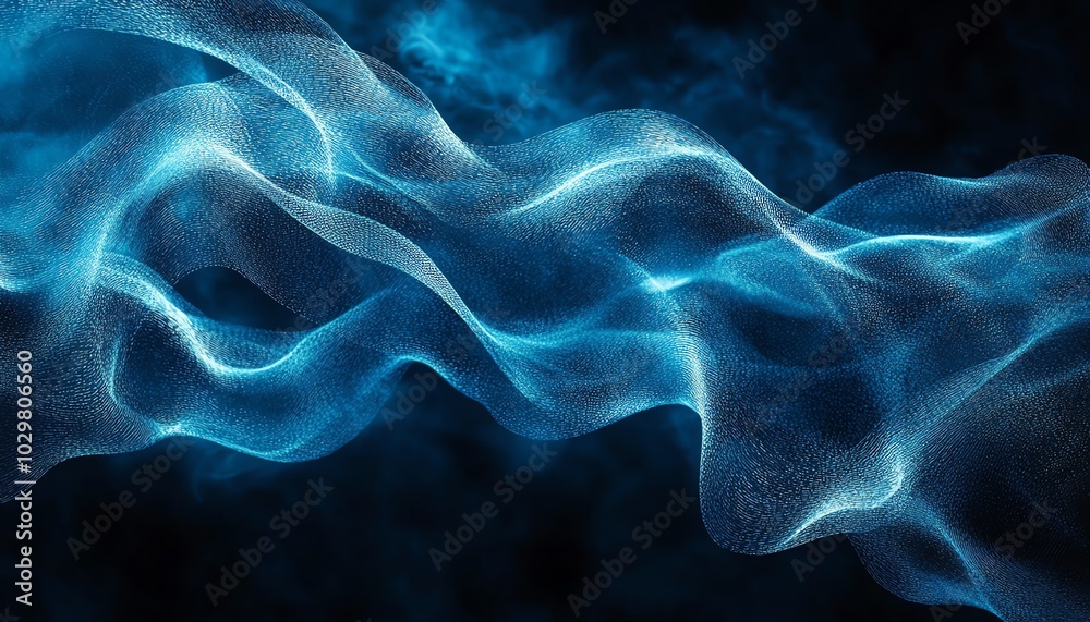 Poster stylish abstract blue banner for a tech website, showcasing flowing lines and geometric patterns for