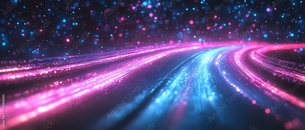 Aufkleber Visual representation of an information highway with flowing streams of light, symbolizing fast data transfer and connectivity