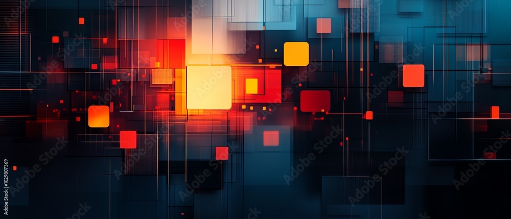 Poster abstract design showcasing financial technology elements, representing the synergy between finance a