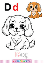 Coloring Page Dog. Letter D