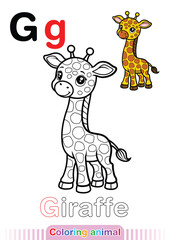 Coloring Page Giraffe. Letter G