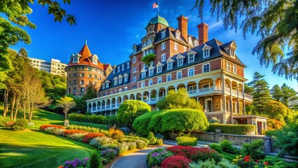 Daytime View of Crescent Hotel in Highland Park - Scenic HDR Photography