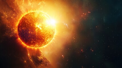 Naklejka premium Fiery Star in Space