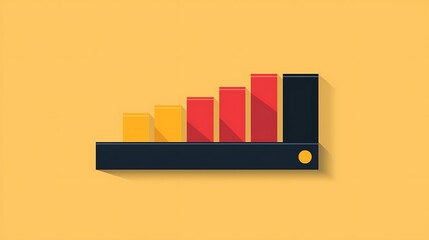 Flat Design Bar Chart Graph Yellow Red Growth Minimalist Illustration