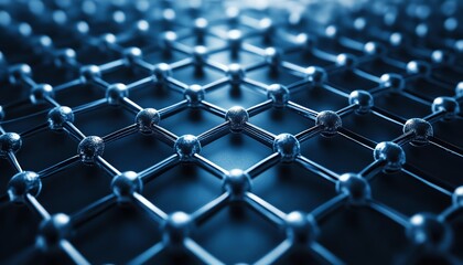 Fototapeta premium Stunning closeup of graphene featuring a hexagonal lattice of carbon atoms, emphasizing its unique properties and role in the future of technology and materials