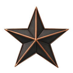 Obraz premium A bronze star stands out against a clean white backdrop, emphasizing its distinct shape and shiny finish. Perfect for awards.