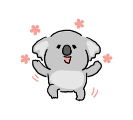 浮かれるコアラのキャラクターの手書き風イラスト