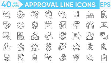 Approval Line icons Vector And Illustrator Set